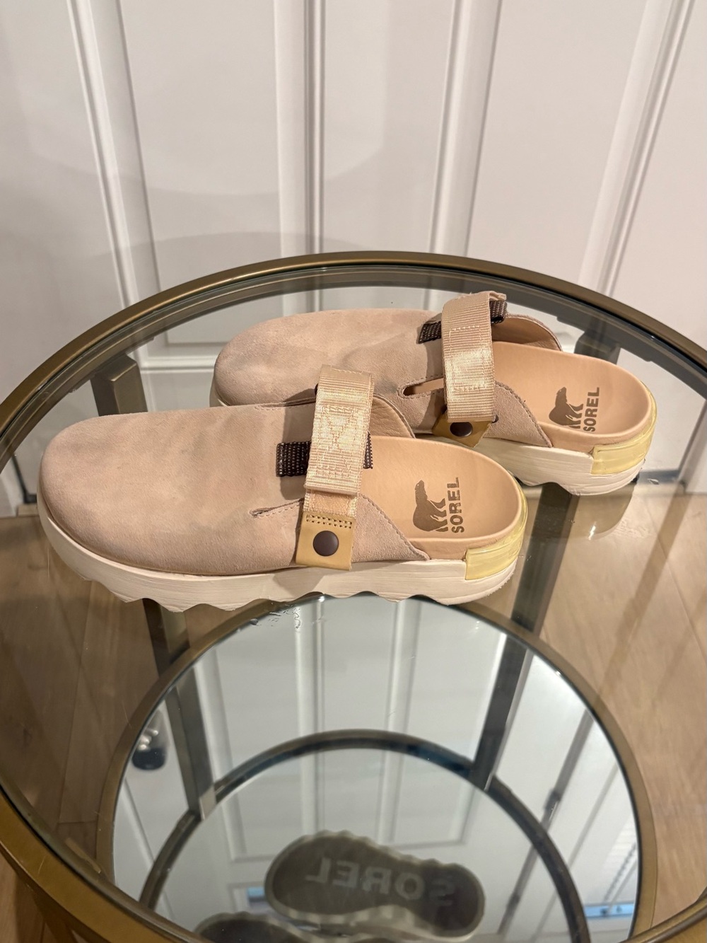 Sorel Beige Suede Slip-On Clogs with Adjustable Strap - Picture 5 of 6